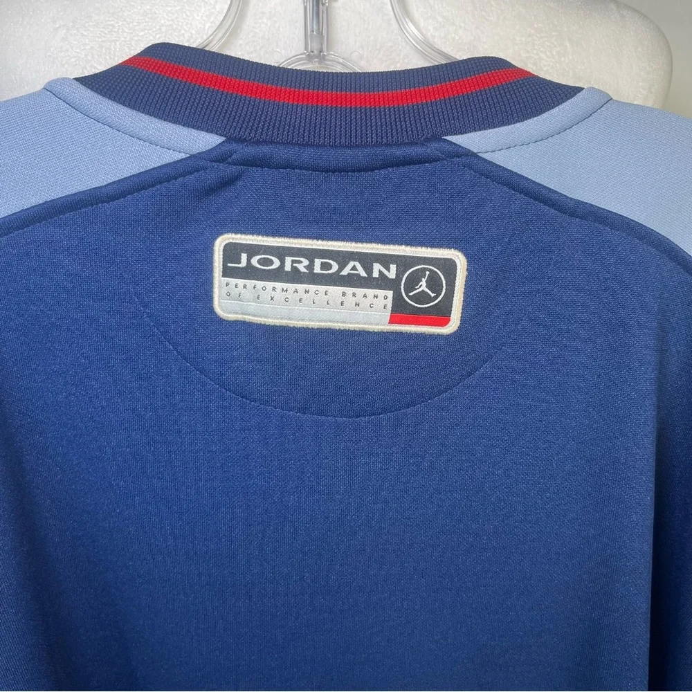 Air Jordan Vintage Retro Snap‎ Front Jacket Navy Light Blue Red Large Bball Nike